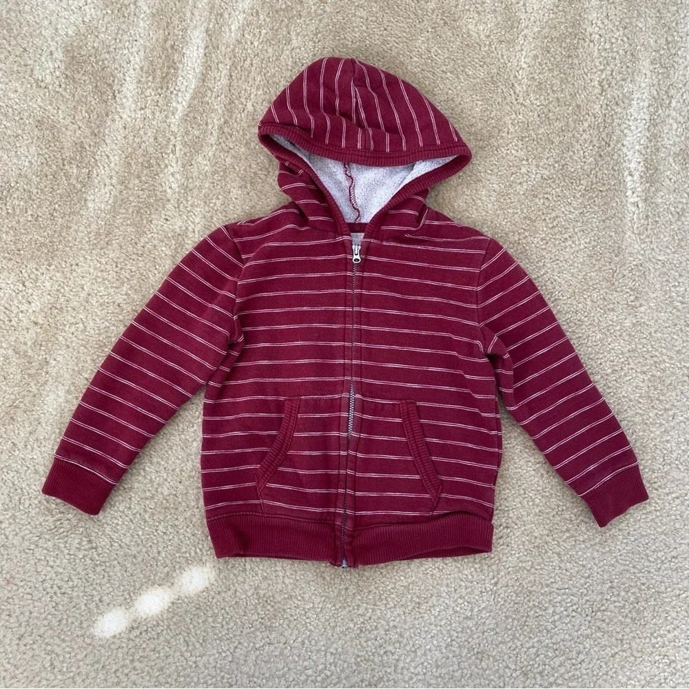 Cherokee Little Boys Red/Burgundy Striped Zip Up Hoodie Size 4T
